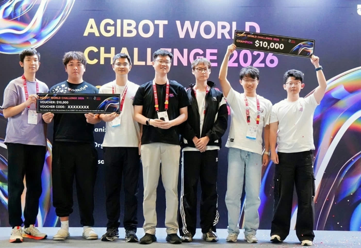 PrismBot team celebrating its AgiBot World Challenge 2026 championship